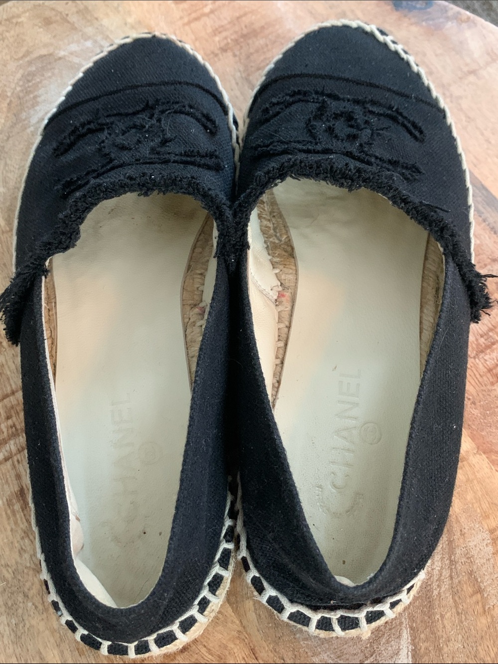 CHANEL Black Canvas Espadrille Slippers with CC Stitching - Picture 4 of 7
